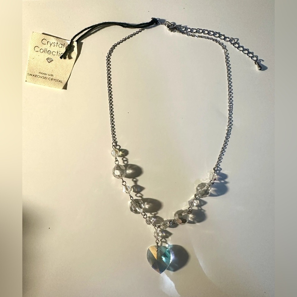 Unbranded Swarovski Crystals Silver Heart Necklace With Aurora Borealis
Handmade